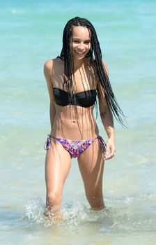 Зои Кравиц в бикини на пляже в Майами фото #9