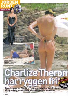 Шарлиз Терон топлесс на пляже в Бразилии фото #1
