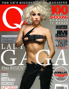 Леди Гага  оголила грудь в журнале Q фото #1