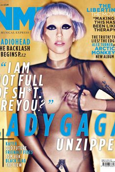 Леди Гага прикрывает рукой интимные места в журнале NME, Апрель 2011
